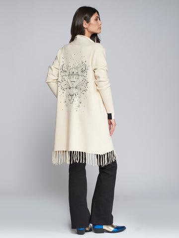 Cardigan With Fringe - Beige