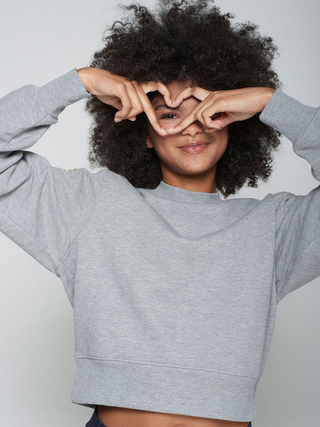 Sweatshirt With Heart Cut-Out - Grey