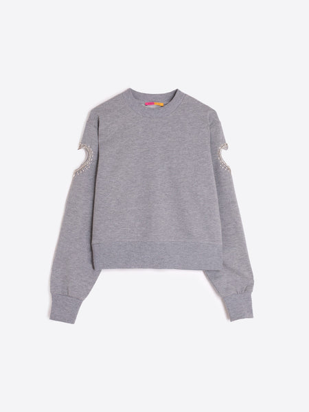 Sweatshirt With Heart Cut-Out - Grey