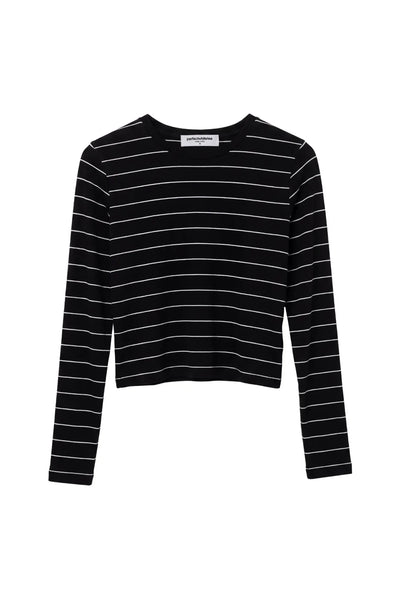 Lisa Long Sleeve Top - Black/Natural Stripe