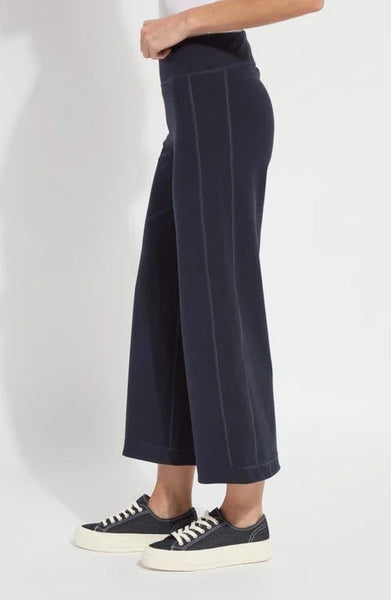 Jovie Reversible Wide Leg Crop Jogger - True Navy/Grey Melange