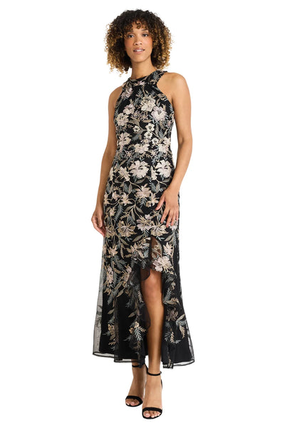 Halter Flounce Maxi Dress - Black/Gold