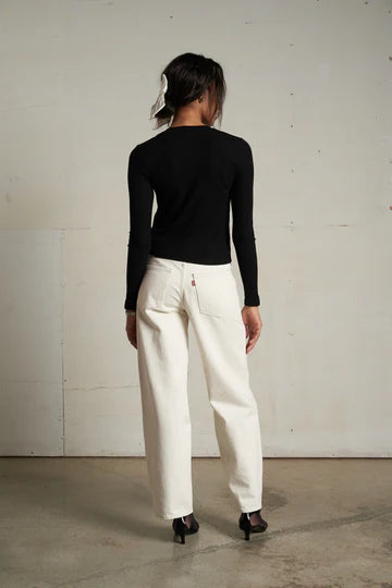 Maureen Luxe Rib Crewneck Cardigan - True Black