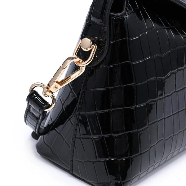 Katerina Croco Crossbody - Black