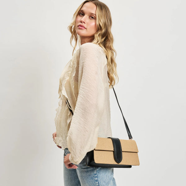 Violet Straw Crossbody - Natural/Black