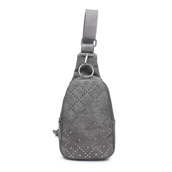 Regina Studded Sling Backpack - Grey