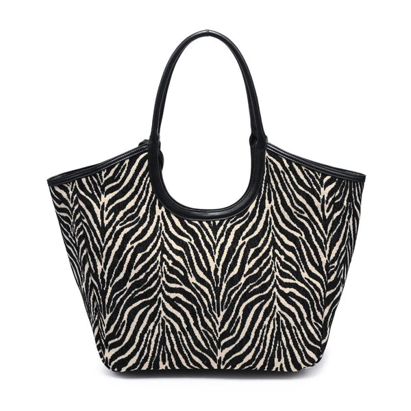 Delilah Zebra Tote - Black/Beige