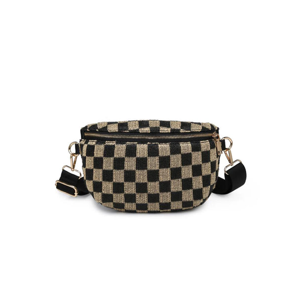 Gizelle Large Checker Belt Bag - Black Natural