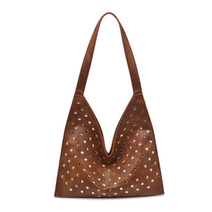 Tori Studded Hobo Bag - Chocolate