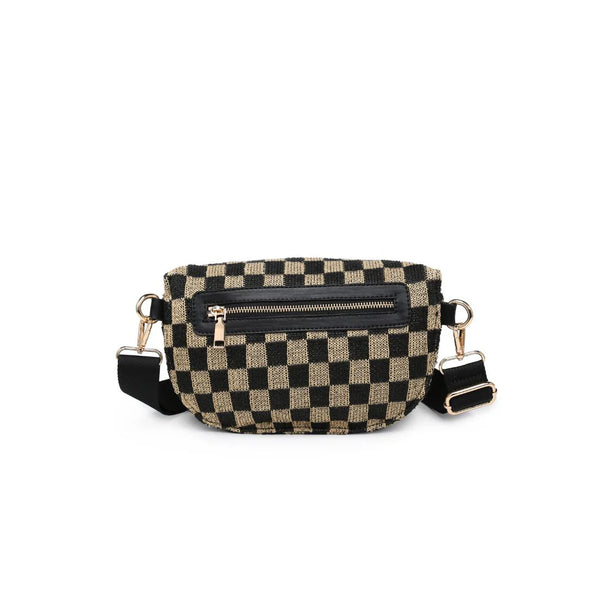 Gizelle Large Checker Belt Bag - Black Natural