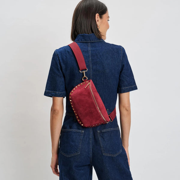 Gizelle Suede Belt Bag - Wine