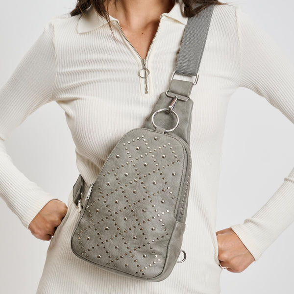 Regina Studded Sling Backpack - Grey