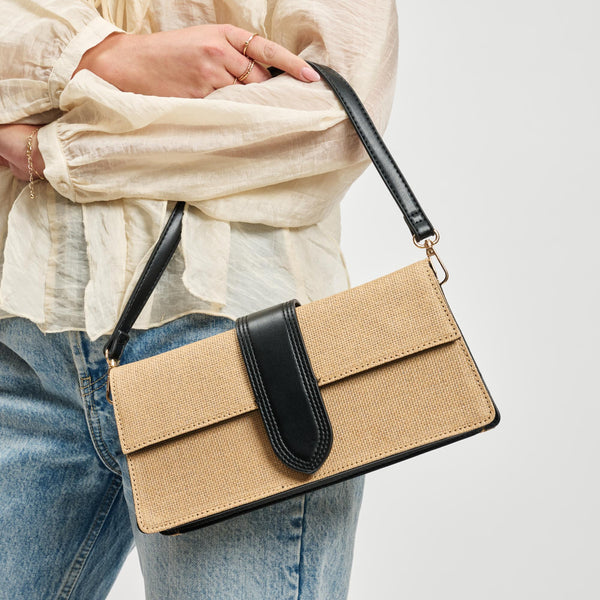 Violet Straw Crossbody - Natural/Black