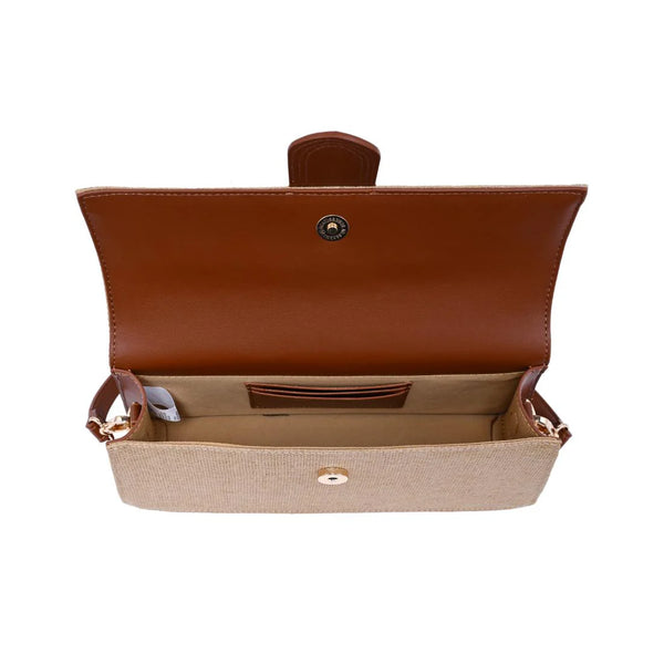 Violet Straw Crossbody - Natural/Tan