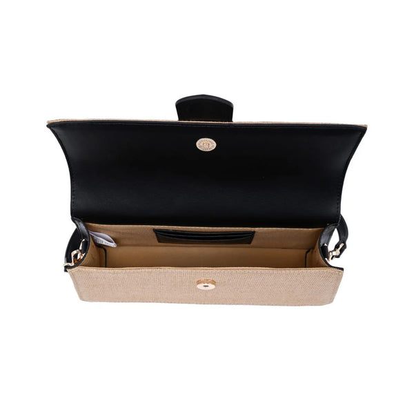 Violet Straw Crossbody - Natural/Black
