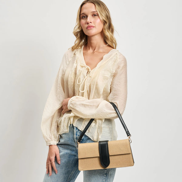 Violet Straw Crossbody - Natural/Black