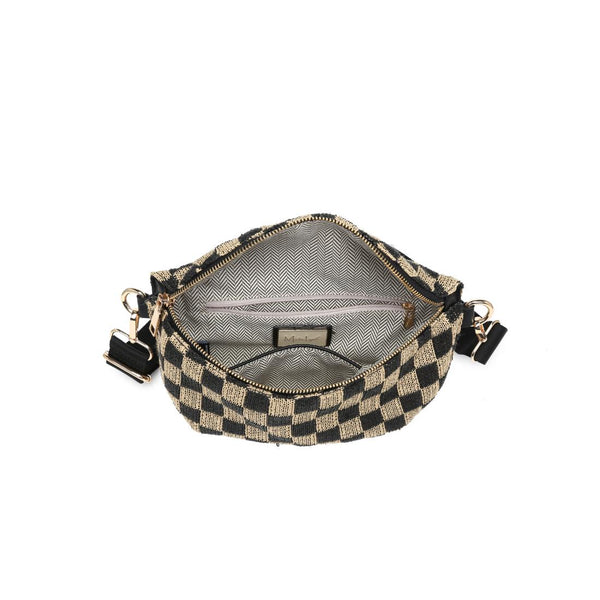 Gizelle Large Checker Belt Bag - Black Natural