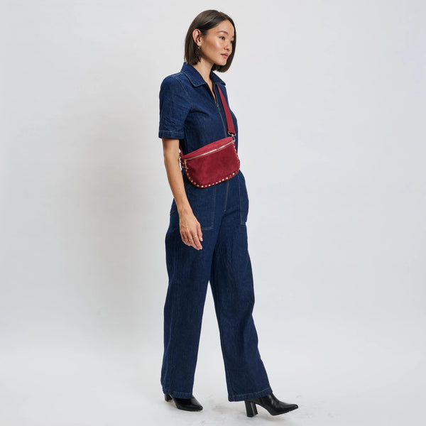 Gizelle Suede Belt Bag - Wine