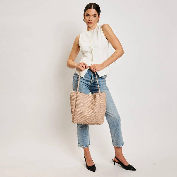 Gladys Woven Tote - Nude