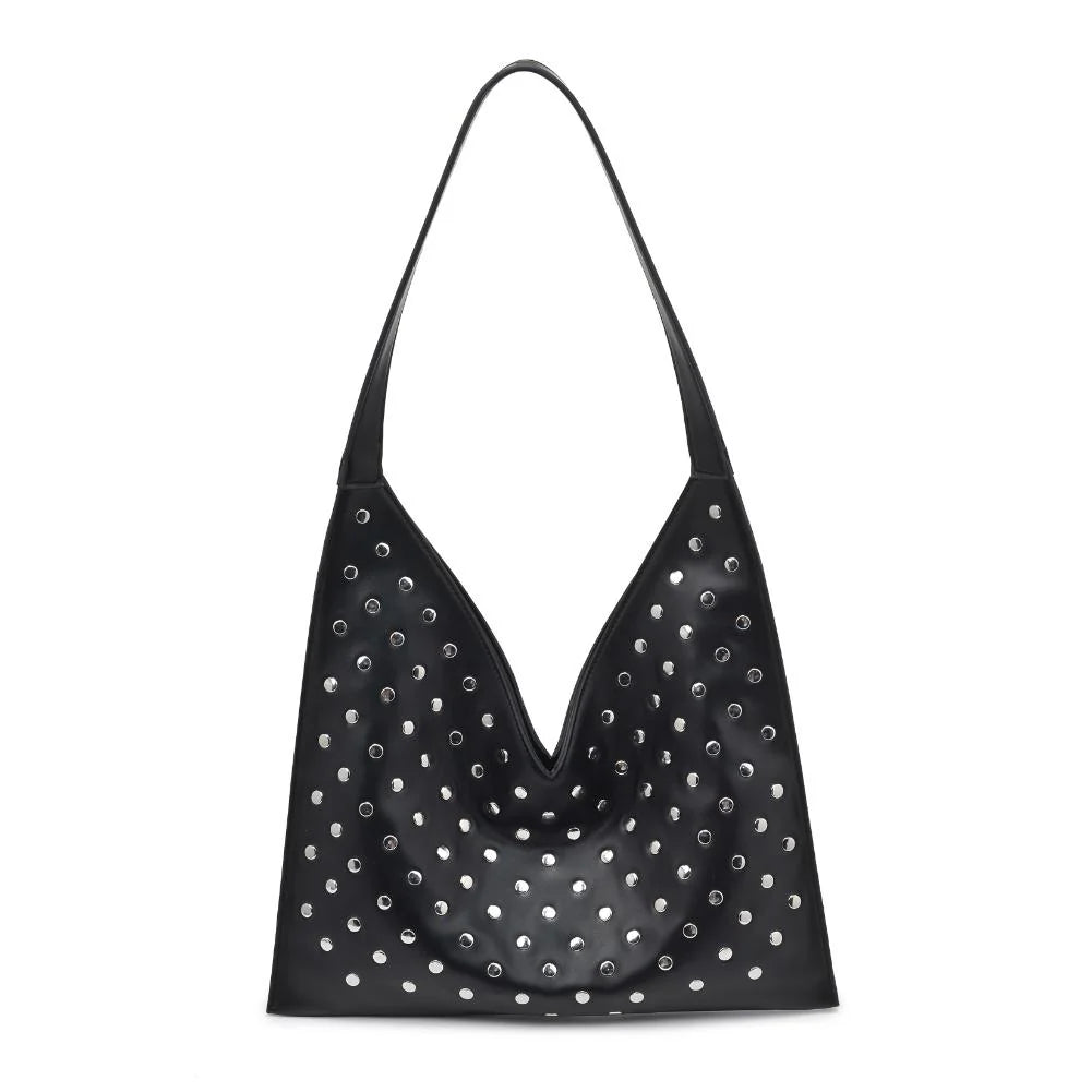 Tori Studded Hobo Bag - Black