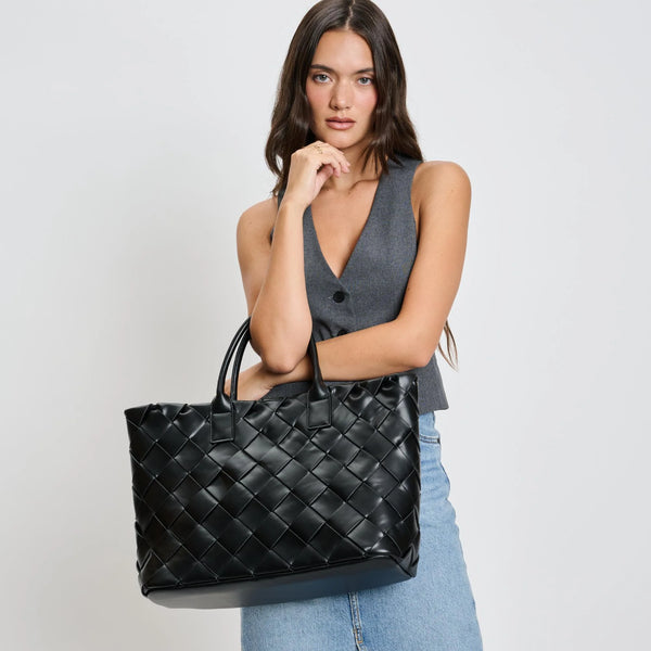 Adeline Woven Tote - Black