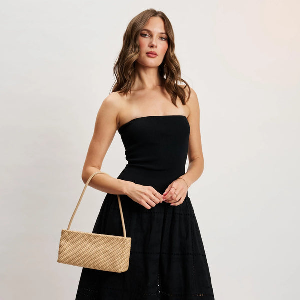 Lucy Denim Shoulder Bag - Natural