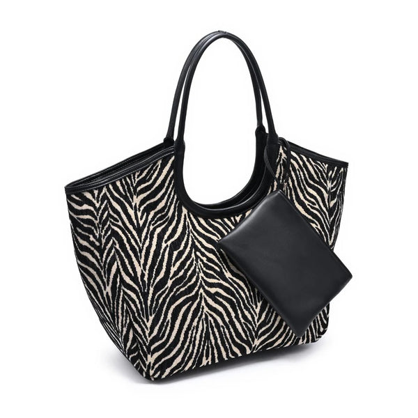 Delilah Zebra Tote - Black/Beige