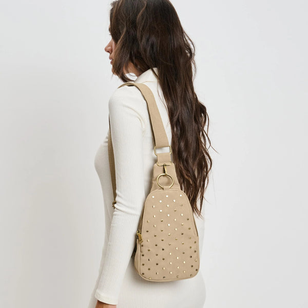 Regina Studded Sling Backpack - Natural