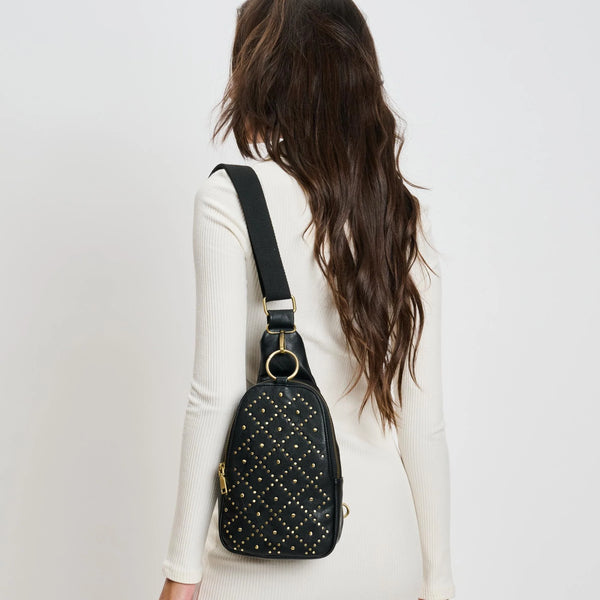 Regina Studded Sling Backpack - Black