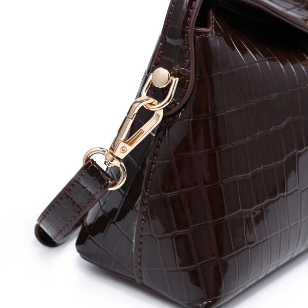 Katerina Croco Crossbody - Chocolate