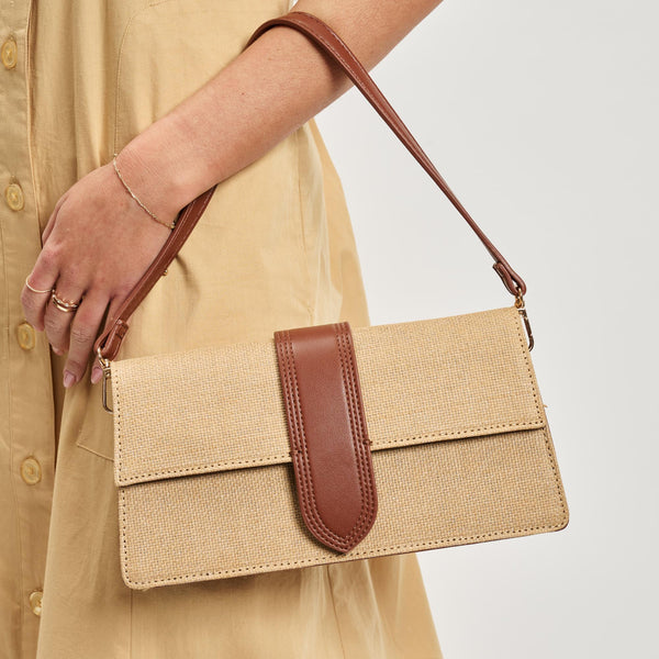 Violet Straw Crossbody - Natural/Tan