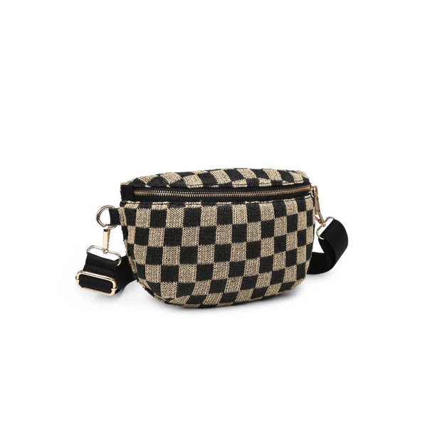 Gizelle Large Checker Belt Bag - Black Natural