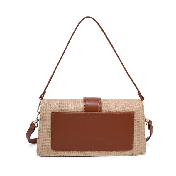 Violet Straw Crossbody - Natural/Tan
