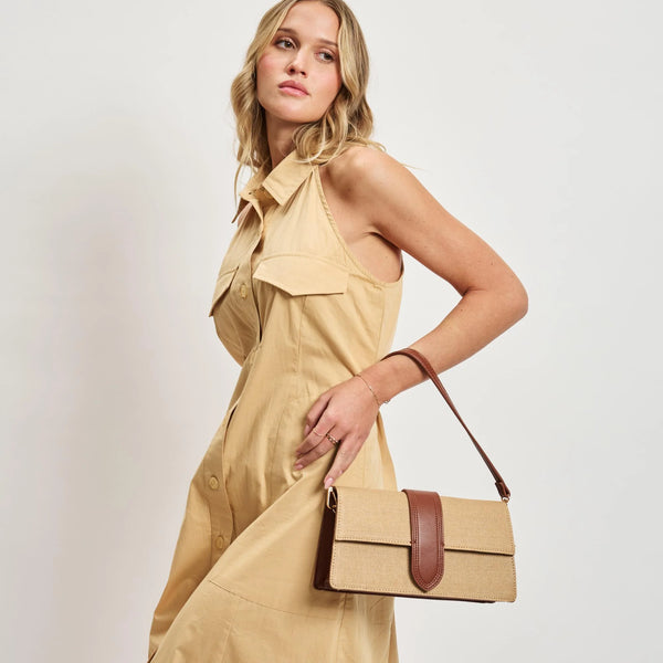 Violet Straw Crossbody - Natural/Tan