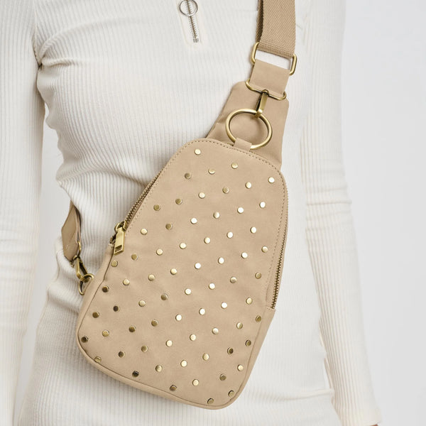 Regina Studded Sling Backpack - Natural