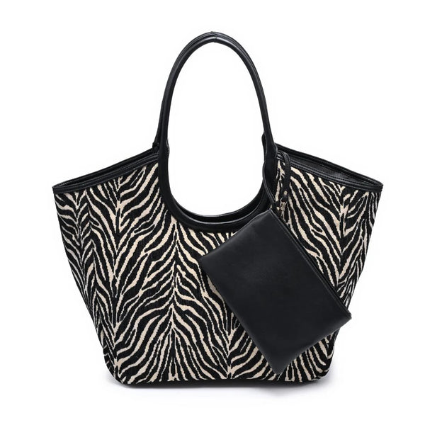 Delilah Zebra Tote - Black/Beige