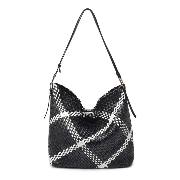 Noren Woven Hobo Bag - Black/Ivory