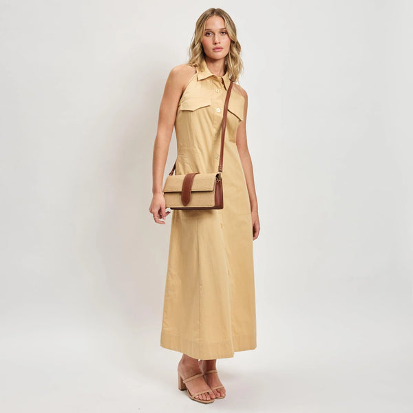 Violet Straw Crossbody - Natural/Tan