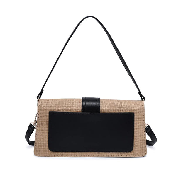 Violet Straw Crossbody - Natural/Black