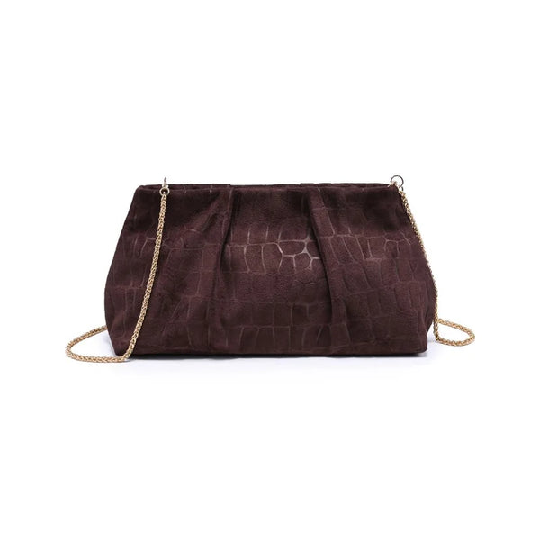 Elva Croco Clutch - Chocolate