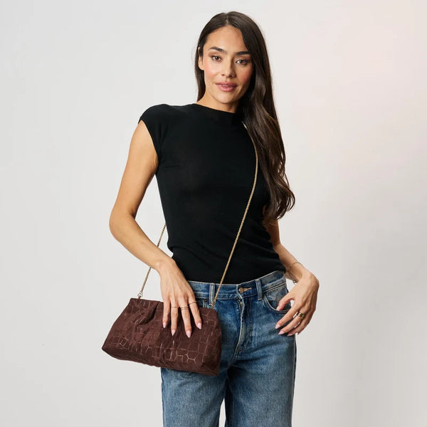 Elva Croco Clutch - Chocolate