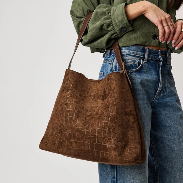 Neve Croco Tote - Chocolate