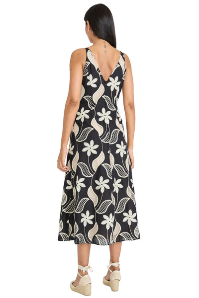 Claribel Petal Stitch Dress - Black/Cream