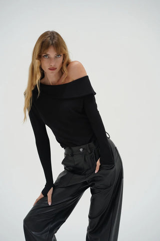 Penn Ribbed Top - Black