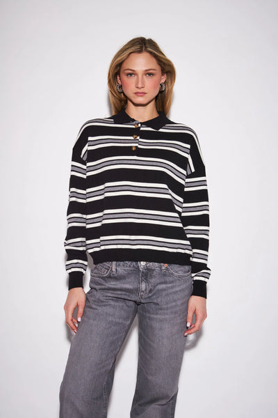 Poppy Pullover - Onyx Stripe