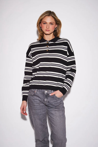 Poppy Pullover - Onyx Stripe