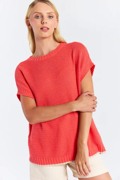 Steph Stitch Tank - Coral/Calico