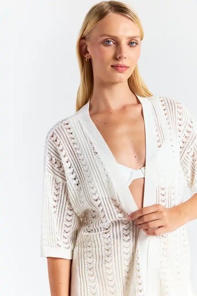 Open Stitch Kimono - Ivory