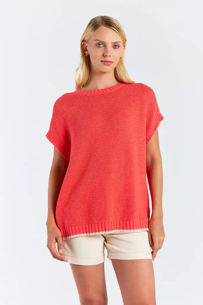Steph Stitch Tank - Coral/Calico