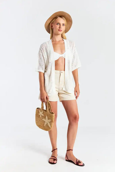 Open Stitch Kimono - Ivory